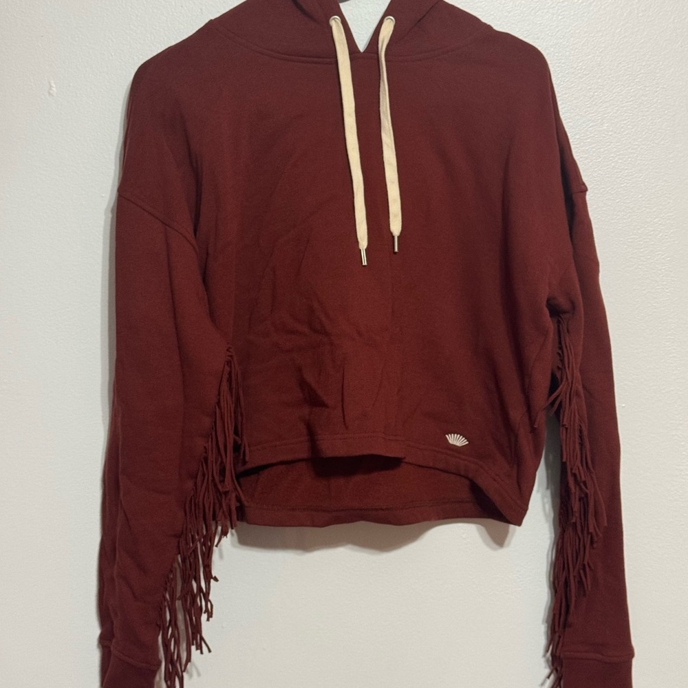 Shyanne Fringe Sleeve Hoodie Women's Medium Maroon Western